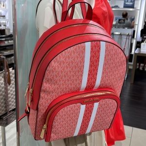 Michael Kors Jaycee Large Zip Pocket Backpack Grapefruit Multi
